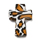 Крест с силиконовыми фокальными бусинами с леопардовым принтом SIL-G006-02C-2