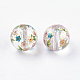 Flower Picture Printed Glass Beads GLAA-E399-8mm-C01-1