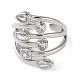 Экологически чистое латунное кольцо-манжета с микро-паве и прозрачным цирконием для женщин RJEW-A025-01P-2