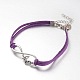 Infinity Antique Silver Plated Alloy Faux Suede Cord Anklets AJEW-AN00124-2