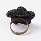 Synthetic Lava Rock Adjustable Rings RJEW-I017-11-3