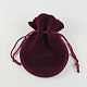 ベルベットのバッグ  ひょうたん形の巾着ジュエリーポーチ  赤ミディアム紫  9x7cm X-TP-S003-1-2