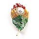 Spilla in lega di piume con perla in resina JEWB-O009-10-1