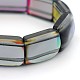 Galvanoplastie rectangle bracelets de perles de verre extensibles BJEW-J118-A01-2