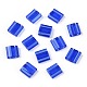 2ホールガラスシードビーズ  透明色  長方形  ブルー  5x4.5~5.5x2~2.5mm  穴：0.5~0.8mm SEED-T003-01C-08-1