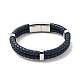 Leather Braided Double Loops Multi-strand Bracelet with 304 Stainless Steel Magneti Clasp for Men Women BJEW-C021-16-P-3