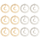 Dicosmétique 12 pièces 2 couleurs pendentif croissant de lune doré breloque de lune creuse pendentif lunaire en filigrane breloque ronde plate breloque ciel nocturne pendentif en acier inoxydable fournitures de bijoux pour la fabrication de bijoux STAS-DC0012-16-1