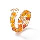 Dyed Natural Agate Round Beaded Open Cuff Ring RJEW-JR00561-4