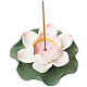 GORGECRAFT Pink Lotus Incense Holder Porcelain Incense Burners Home Office Teahouse Zen Buddhist Supplies Ceramic Stick Holder with Lotus Leaf for Yoga Studio Decor Meditation AJEW-WH0314-99A-01-1