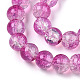 Brins de perles de verre peintes à cuisson craquelée transparente DGLA-T003-01C-09-3