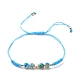 Bracciale in corda di agata naturale e trifoglio di ottone con perline BJEW-JB08366-4