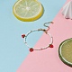 Bracelet breloques tressées fraise graine de verre pour femme BJEW-TA00140-01-2