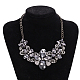 Fashion Women Jewelry Zinc Alloy Glass Rhinestone Flower Bib Statement Choker Collar Necklaces NJEW-BB15155-C-5