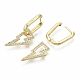 Brass Micro Pave Cubic Zirconia Dangle Huggie Hoop Earrings KK-R137-019B-NF-4