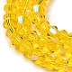 透明電気メッキガラスビーズ連売り  ABカラーメッキ  多面カット  双円錐形  ゴールド  2mm  約162~185個/連  12.76~14.61インチ（32.4~37.1cm） GLAA-F029-2mm-D22-3