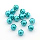 Half Drilled ABS Plastic Imitation Pearl Round Beads OACR-F002A-14-1