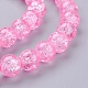 Fili di perle rotonde in vetro craquelé trasparente rosa caldo a 1 filo X-CCG-Q001-10mm-02-3