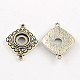 Tibetan Style Rhombus Alloy Cabochon Connector Open Back Settings TIBEP-S290-06AS-RS-1
