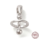 925 anillo de pellizco de planeta estilo medallón de plata de ley con baño de rodio STER-NH0001-55A-P-2