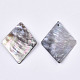 天然石ブラックリップシェルペンダント  菱形  49x38~39x2~3mm  穴：2mm SHEL-N026-65-2