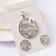 Flat Round 304 Stainless Steel Pendant and Stud Earring Jewelry Sets SJEW-L427-173P-1