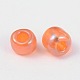（詰め替えサービスあり）丸いガラスシードビーズ  透明色の虹  ラウンド  レッドオレンジ  6/0  4mm  約12 G /袋 SEED-C016-4mm-169B-2
