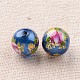 Flower Picture Printed Glass Round Beads GLAA-J087-12mm-B03-2