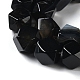 Hebras de cuentas redondas con corte de estrella de ágata negra natural G-M418-C14-01-4