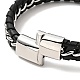 Leather & 304 Stainless Steel Braided Cord Bracelet with Magnetic Clasp for Men Women BJEW-C021-21-5