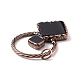 天然ブラックオニキスのビッグペンダント  赤銅色の真鍮のパーツと  四角と菱形  カドミウムフリー＆鉛フリー  染め＆加熱  79x55x8mm  穴：9.5mm G-I324-08R-4