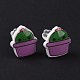 Acrylic Cute Plants Stud Earrings with Plastic Pins for Women EJEW-F293-01D-3
