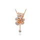 Bear Real Rose Gold Plated Tin Alloy Austrian Crystal Pendant Necklaces NJEW-AA00065-41RG-1