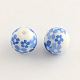 Perles rondes en verre avec motif de fleurs GFB-R001-10mm-02-1