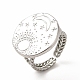 304 anillo abierto de acero inoxidable con forma de sol y luna para mujer X-RJEW-B027-20P-1