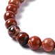 Bracciali elasticizzati con perle di diaspro rosso naturale X-BJEW-K212-A-012-3