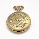 Tondo scolpito quarzo lega drago piatto vecchio vigilanza teste pendenti per fare collana orologio da tasca, bronzo antico, 60x46x15mm