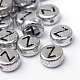 Perles de lettre à trou horizontal en acrylique plaqué PACR-Q099-03Z-1