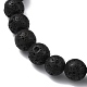 Braccialetti elasticizzati con perline rotonde di roccia lavica naturale BJEW-JB09899-01-3