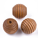 Painted Natural Wood Beehive Beads WOOD-S049-04B-07-1