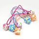 Girls Hair Accessories Ponytail Holder Resin Cube Bead with Flower Elastic Fiber Hair Ties OHAR-O001-17-1