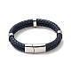 Leather Braided Double Loops Multi-strand Bracelet with 304 Stainless Steel Magneti Clasp for Men Women BJEW-C021-16-P-2
