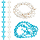 Dicosmétique 6 brins 2 couleurs brins de perles synthétiques turquoise TURQ-DC0001-02-1