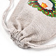 クリスマスコットンクロス収納ポーチ  長方形巾着袋  キャンディーギフトバッグ用  花柄  13.8x10x0.1cm ABAG-M004-02C-4