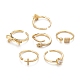 6Pcs 6 Style Adjustable Brass Micro Pave Clear Cubic Zirconia Cuff Rings RJEW-LS0001-09G-4