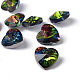 Faceted Heart Electroplated Glass Pendants X-EGLA-R082-04-2