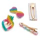 Fermagli per capelli in plastica arcobaleno con alligatore imitazione perla PHAR-TA0001-04-4