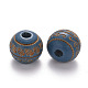 Painted Natural Wood Beads WOOD-N006-02A-12-2