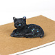 Décorations d'exposition de chat en obsidienne naturelle WG85528-07-1