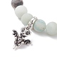 Bracelet extensible perlé rond en amazonite fleur givrée naturelle avec breloque dragon BJEW-JB07596-4