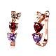 Heart Brass Cubic Zirconia Hoop Earrings EJEW-BB16129-1